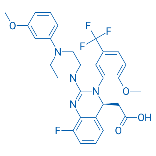 917389-32-3 (S)-2-(8-Fluoro-3-(2-methoxy-5-(trifluoromethyl)phenyl)-2-(4-(3-methoxyphenyl)piperazin-1-yl)-3,4-dihydroquinazolin-4-yl)acetic acid